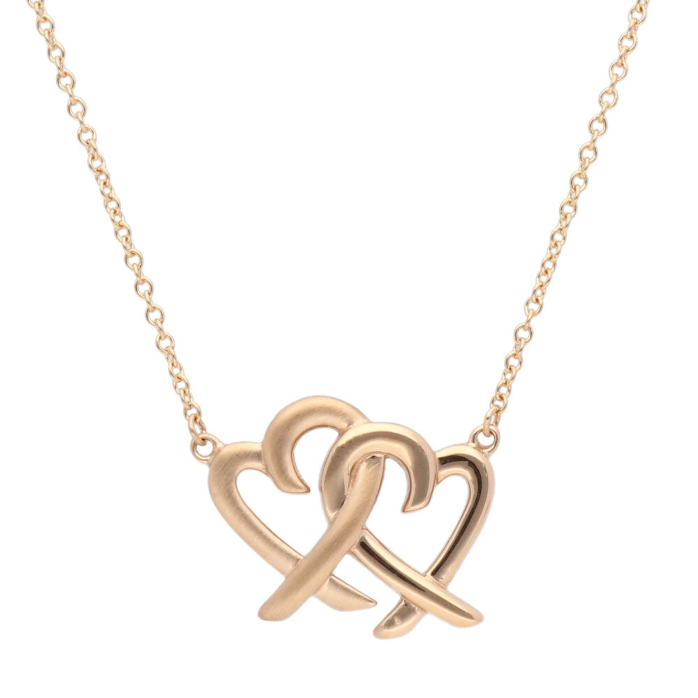 Tiffany Co Paloma Picasso Double Heart Pendant Necklace Gold